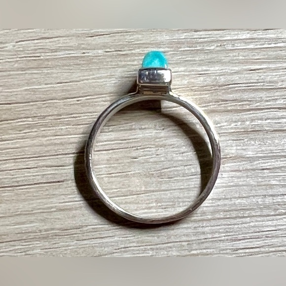 Vintage Designer Jay King DTR Textured Sterling Silver Turquoise Ring, Size 8 - Picture 6 of 10